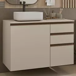 Gabinete Suspenso para Banheiro 100cm 1 Porta 3 Gavetas Crema Nice Madesa 03