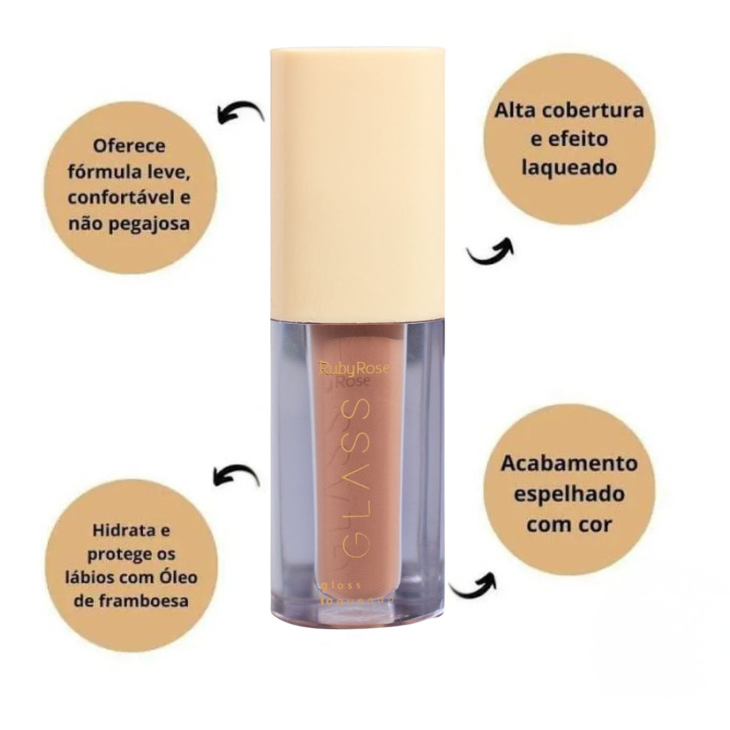 GLOSS LABIAL BG01 GLASS LAQUEADO RUBY ROSE 3ML · foto 2