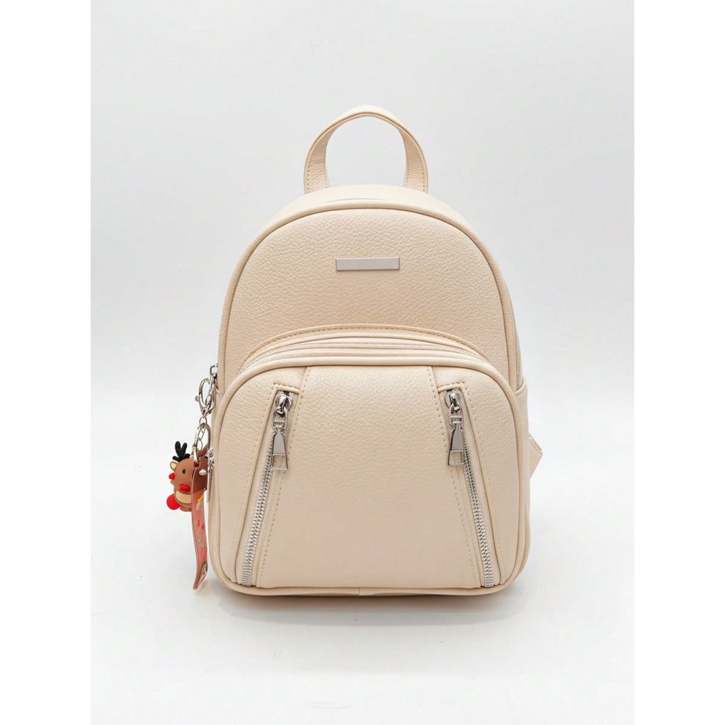 Mini Mochila Feminina de Couro PU Licha com Chaveiro