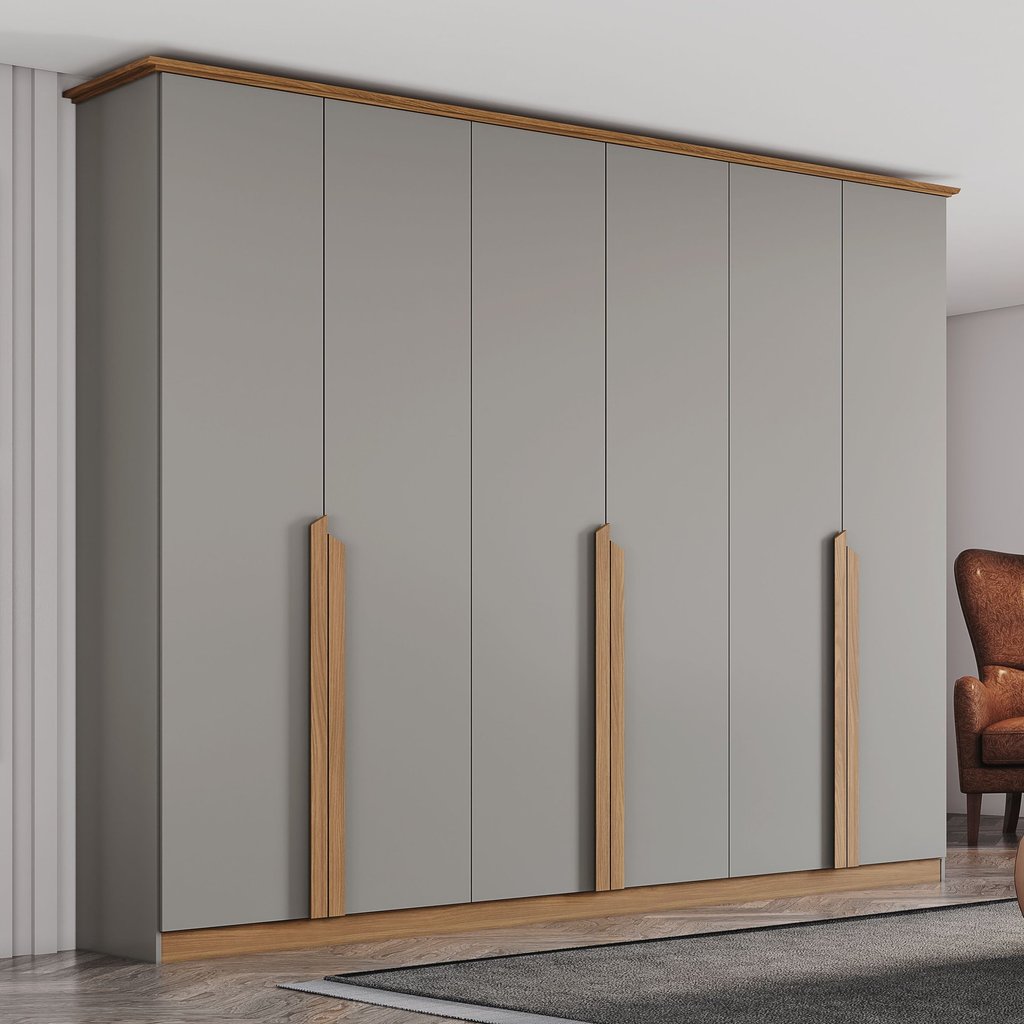 Guarda Roupas Casal 6 Portas 6 Gavetas Andréas Cinza em Oferta na Shopee