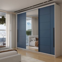 Guarda-Roupa Casal Genebra 3 Portas 4 Gavetas com Espelho - Panorama Móveis