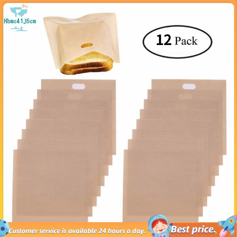 Codehbm12 Pçs Saco Reutilizável Antiaderente Pão Cozimento Sanduíche Sacos Torradas Microondas Aquecimento Ferramentas D