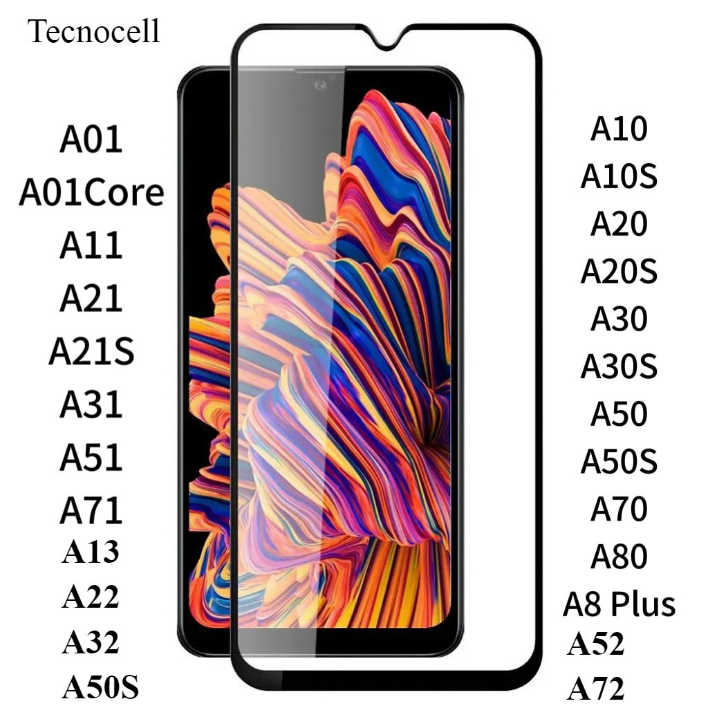 Película Vidro Temperado 3D Samsung A01 A10 A11 A20 A21S A30 A31 A50 A51 A70 A71 A80 A8 Plus