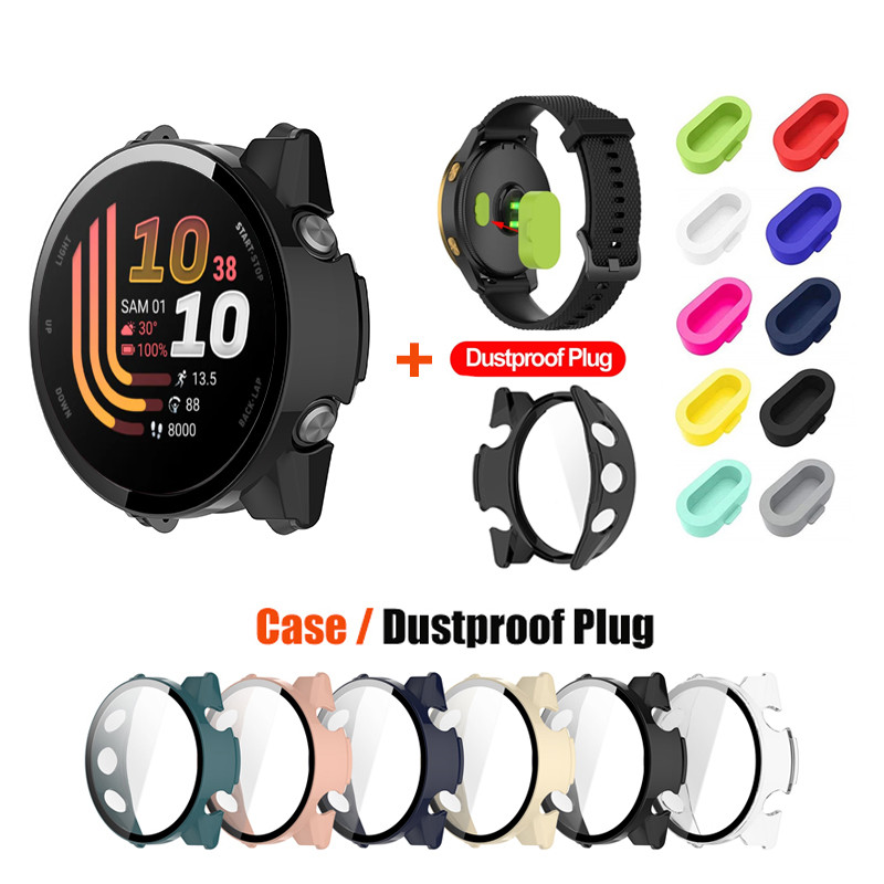 Caso Protetor De Tela De Vidro Capa Protetora + Plugue Poeira Para Garmin Forerunner 170/70/165 Acessórios