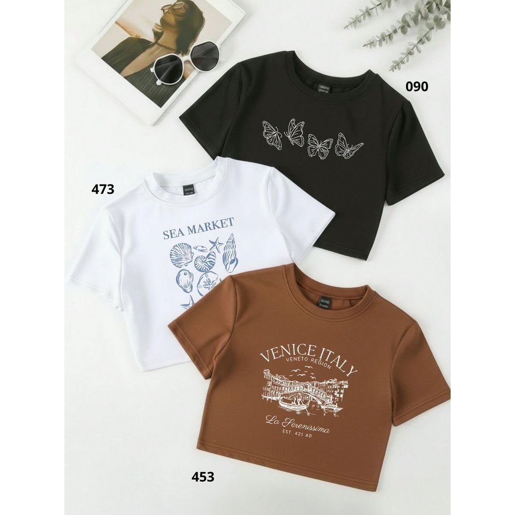 Kit 3 Croppeds Femininos Oversized 100% Algodão Estampados Moda Blogueira Tendência Premium