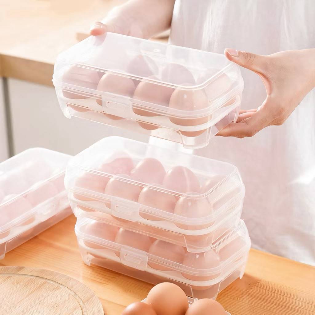 Porta Ovos com Tampa para Geladeira Organizador de Ovos 8 Unidades Transparente Empilhável Plástico Resistente