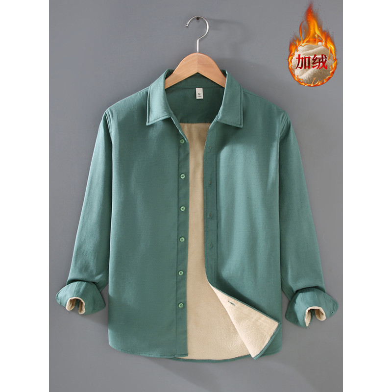 Camisa de linho masculina roupa exterior japonesa Casual solta algodão linho camisa forro engrossado camisa de fundo que