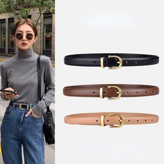 Moda Profissional Cinto De Couro Genuíno Para Mulheres Fino Decorativo Simples Coreano Preto