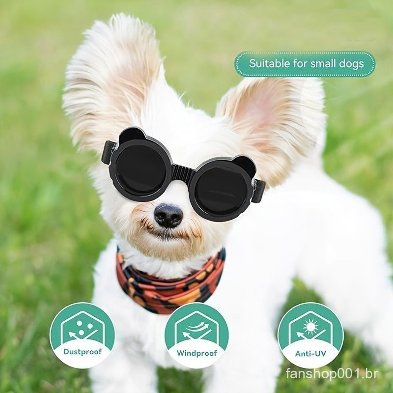 Óculos De Sol Para Cães Ao Ar Livre Pequenos , Proteção Os Olhos À Prova De Vento E Poeira Anti-UV Animais De Estimação