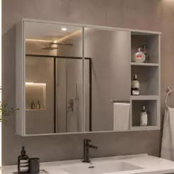 Espelheira para Banheiro 2 Portas com Nichos 100cm Multimóveis CR10180