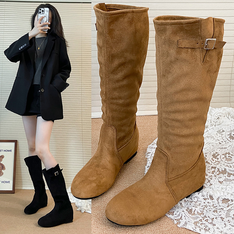 Martin botas femininas estilo britânico gordura mm botas altas cavaleiro aumento interno Retro All-Match botas pequenas 