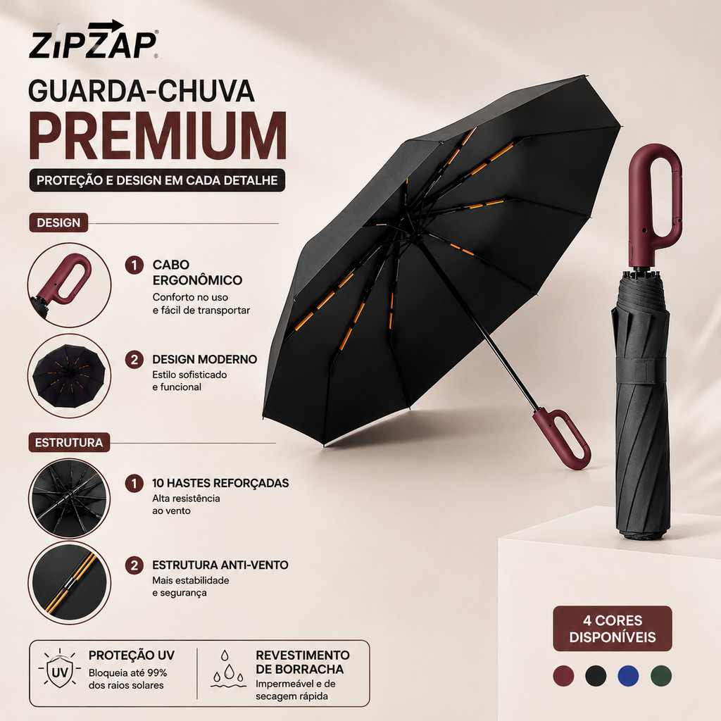 Guarda Chuva Automático Portátil À Prova Vento UV Resistente e Protetor Solar Grande Dobrável