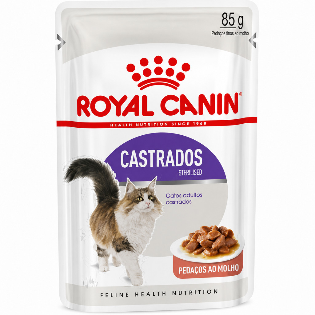 KIT 12 Unidades Royal Canin Sachê Gatos Castrados Adultos 85g - Pedaços ao molho / Patê — imagem 2 de 2
