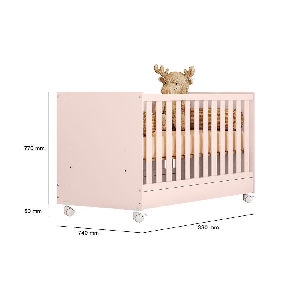 Berço Mini Cama Doce Sonho 77,0cm x 74,0cm x 133,0cm Rosa Rosa