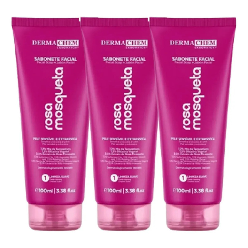 Sabonete Facial Rosa Mosqueta E Ions 100ml Dermachem Seca Sabonete Liquido Hidratante Skincare Rosa Mosqueta — imagem 2 de 2