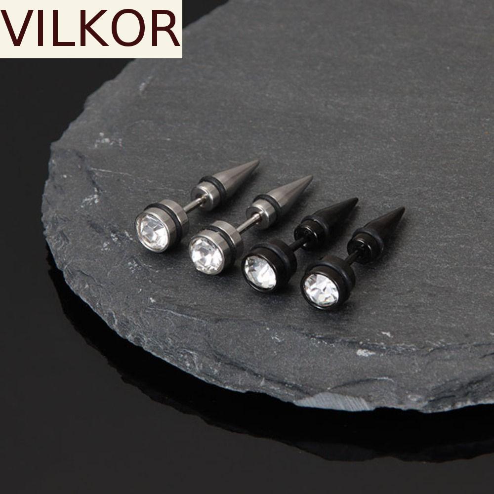 VILKOR 2 Peças Brincos Masculinos , De Zircônia De Cristal Estilo Coreano , Joias De Orelha Femininas Brinco De Aço Inox