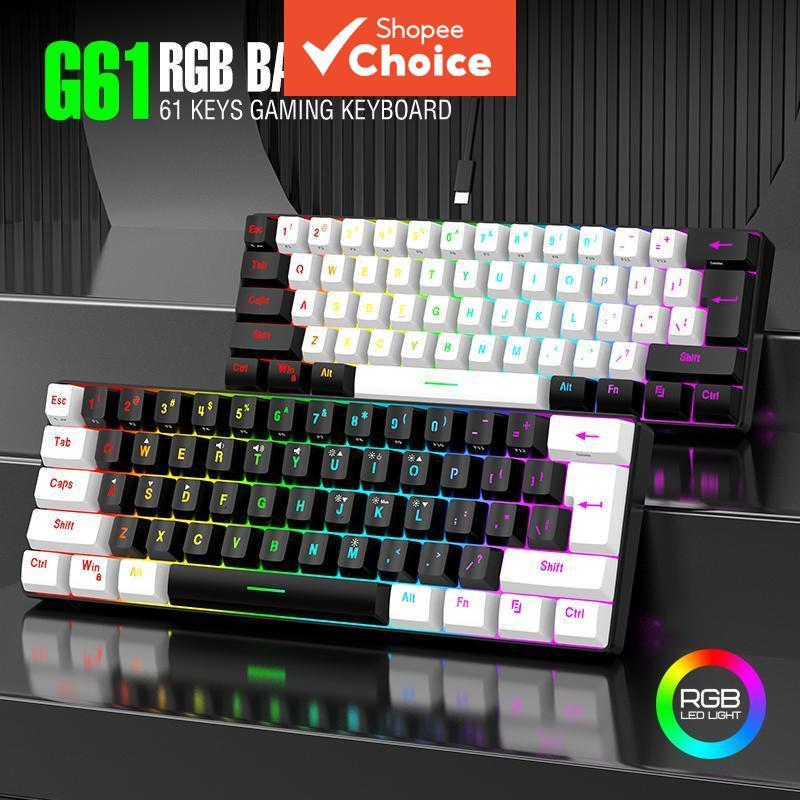  Teclado Pequeno Teclado Portátil Teclado para Jogos Mini Teclado 61 Teclas RGB …