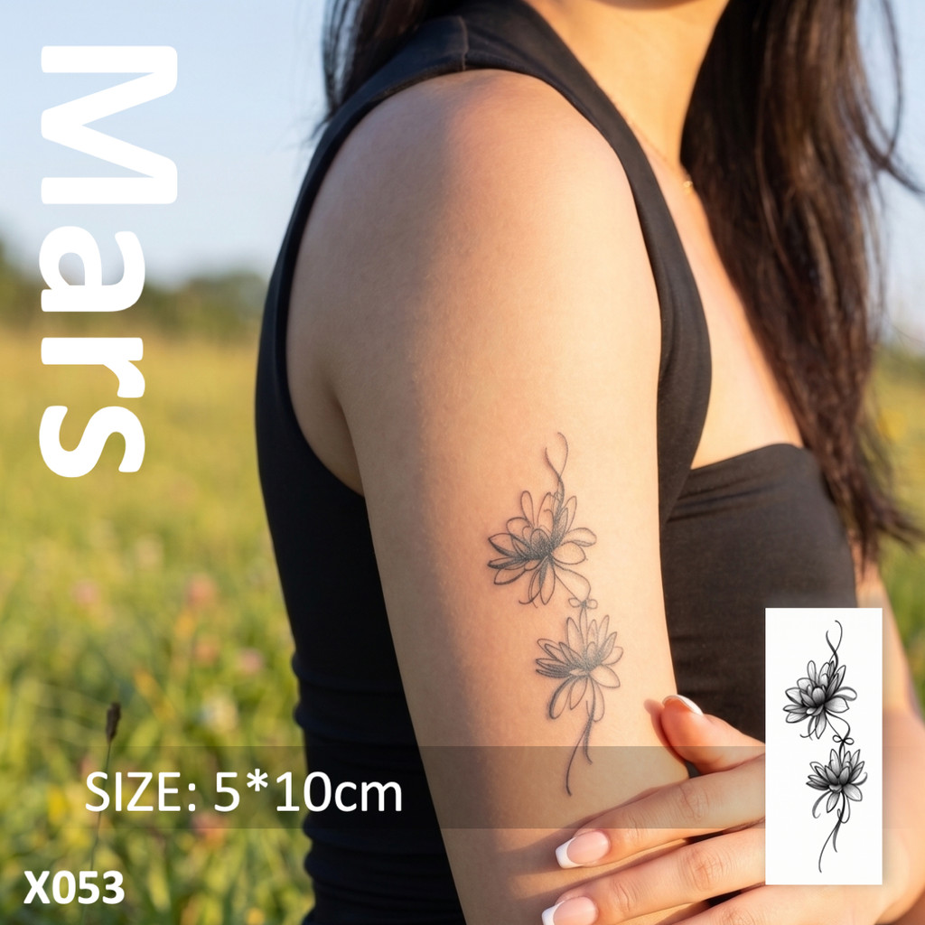 Mars Tattoonova Tecnologia Mágica , Longa Duração 2 Semanas , Tatuagem Semi-Permanente Temporária Falsa , " Flores Dupla