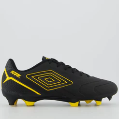 Chuteira Umbro Attak III Campo Preta e Dourada