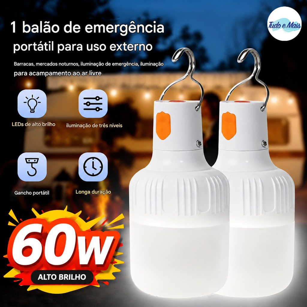 Lâmpada LED 60W Camping KIT4 KIT2 KIT1 Unidades USB Recarregáveis De Longo Prazo À Prova D'água Para Pesca De Emergência