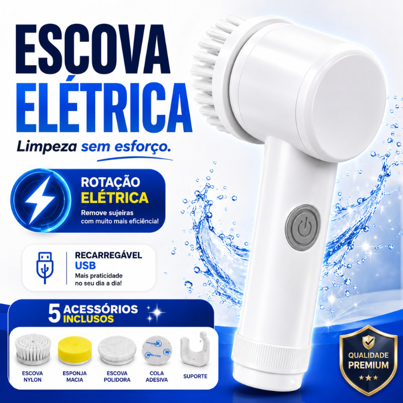 Escova Elétrica de Limpeza Recarregável USB Giratória Multifuncional 5 Acessórios |FEN8366| Promoção