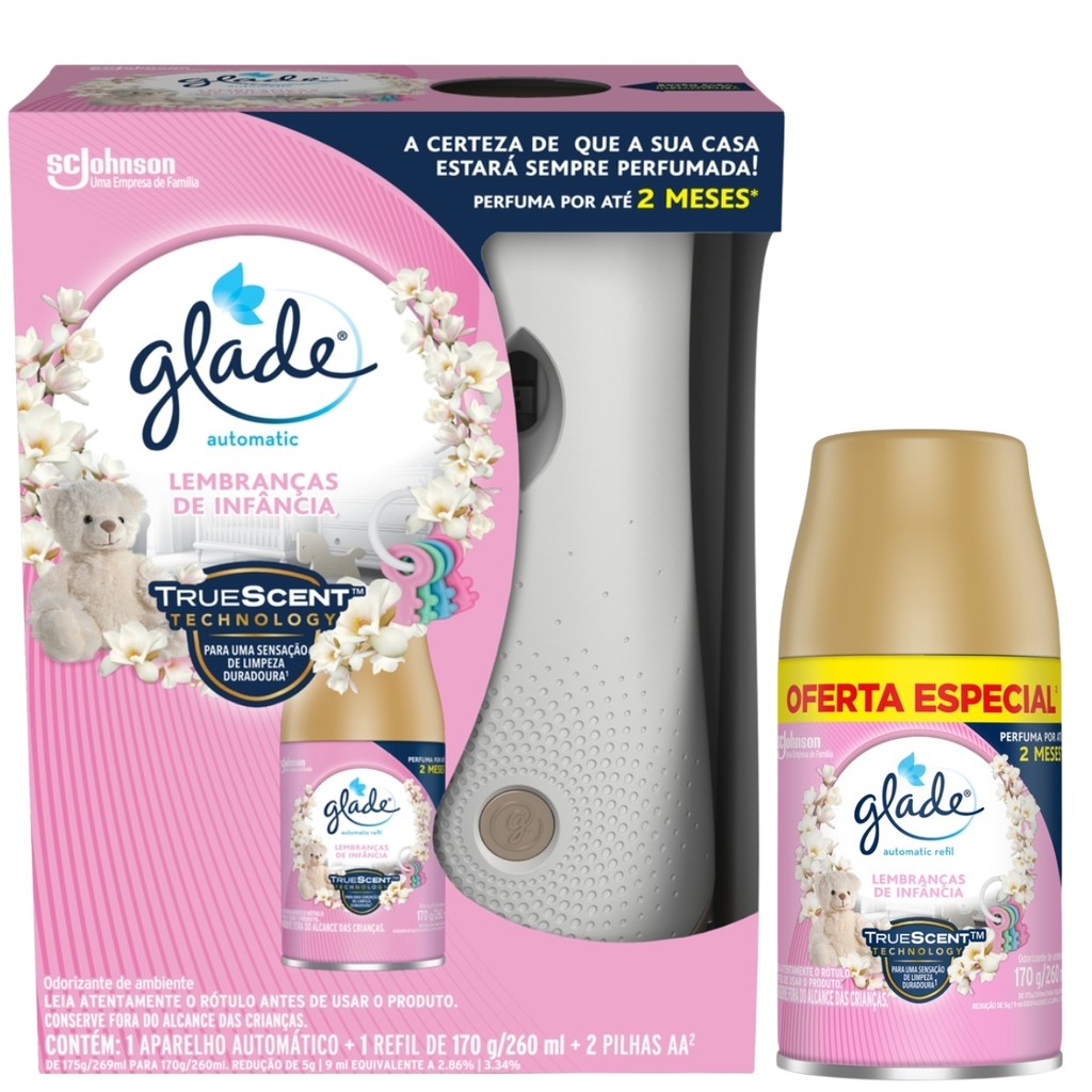 KIT Desodorizador Glade Automatic Spray Lembranças de Infância + 1 Refil