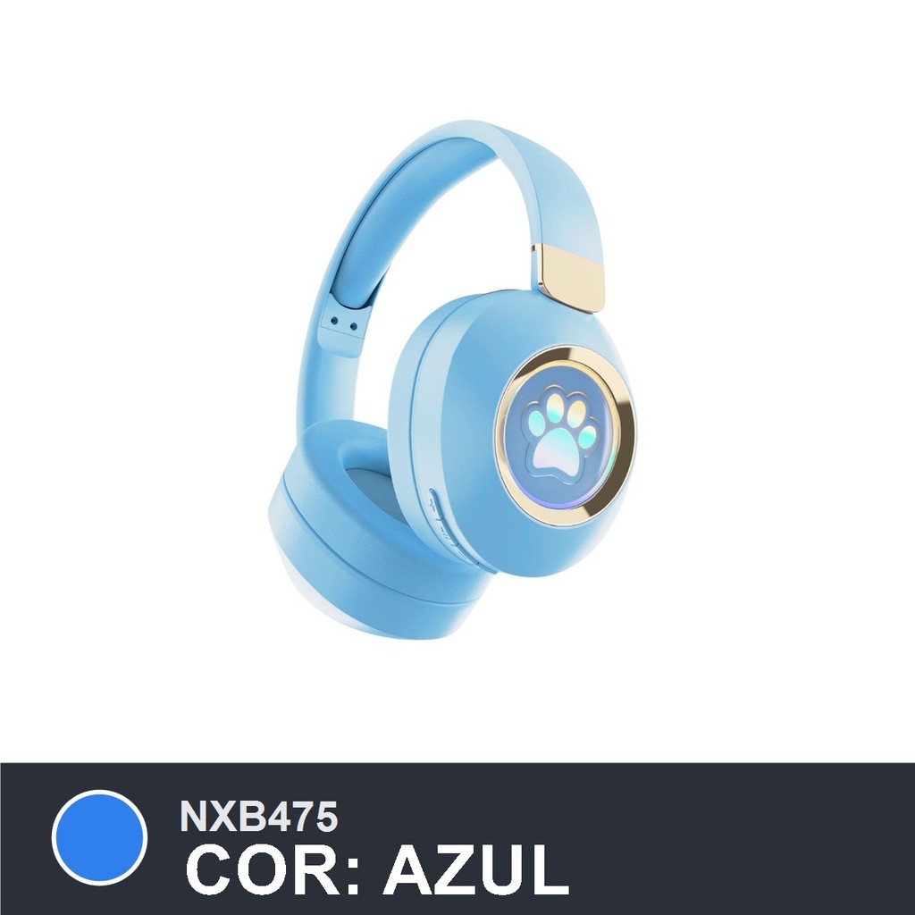 Fone de Ouvido Bluetooth T&Z ST-856 Wireless Design Pata Pet com Microfone - Cor Azul
