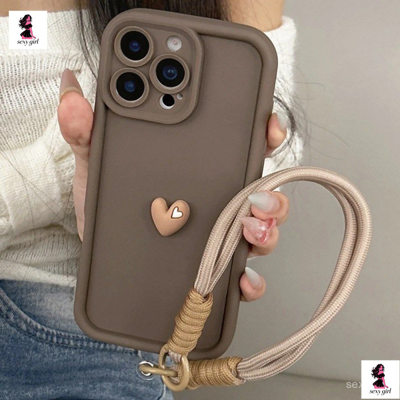 Capa de Telefone com Cordão em Forma de Coração 3D para Samsung Galaxy S26 S25 S24 S23 S22 S21 S20 Ultra Plus FE JBYE