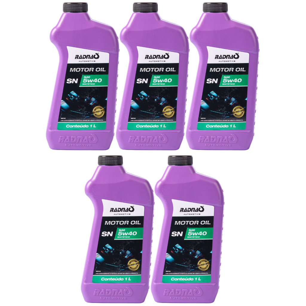 Kit 5L Óleo De Motor 5W40 API SN Sintético Radnaq 1 Litro