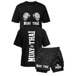 Kit Camiseta + Short Dry Fit 2 em 1 Muay Thai Academia Treino Arte Marcial