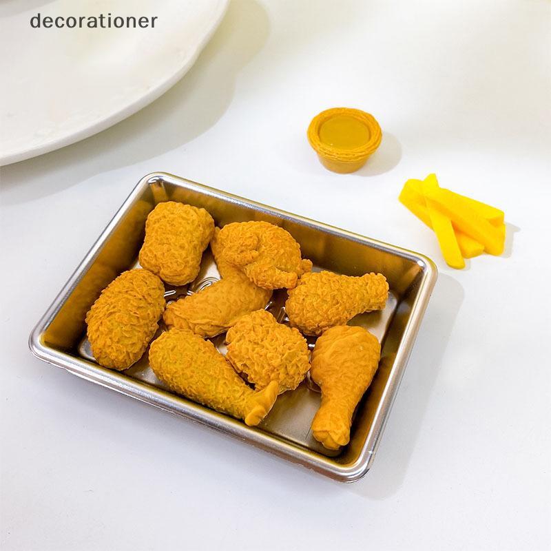 Decorador 1/12 Casa De Bonecas Frito Chien Hambúrguer Batatas Fritas Conjunto Bebida Decorações De Comida Acessórios Par