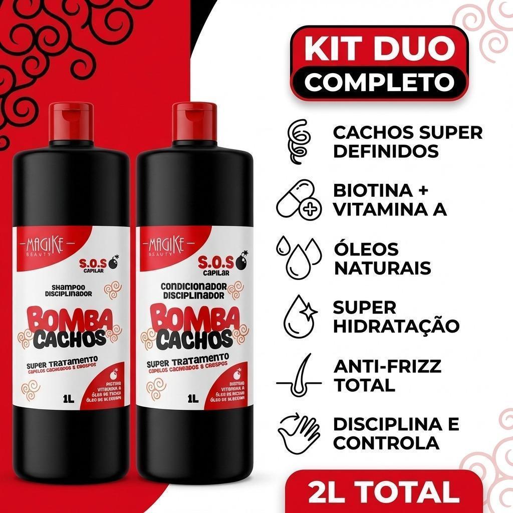 Kit shampoo 1lt+ condicionador 1lt da Bomba cachos  e definição e volumizador