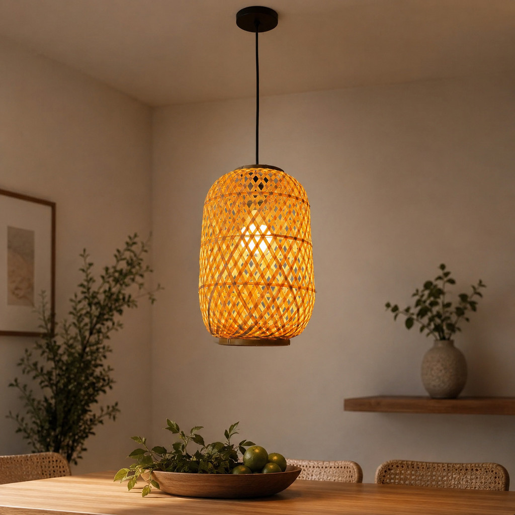 Lustre Pendente Rústico Em Bambu Fee Utilidades Bora Bora