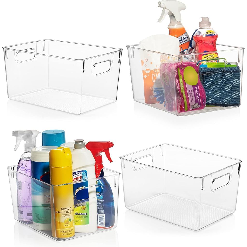 Caixas de Armazenamento de Plástico Transparente ClearSpace – Organizadores de Despensa e Recipientes de Armazenamento, 