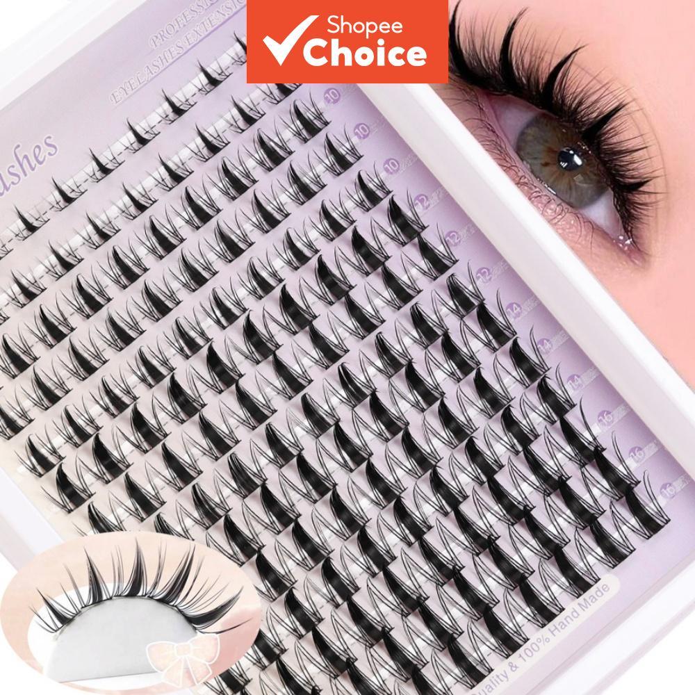 Kit De Extensão De Cílios DIY Estilo Mangá C-Curl 140 Clusters 8-16mm Para Aparência De Maquiagem De Anime Molhado