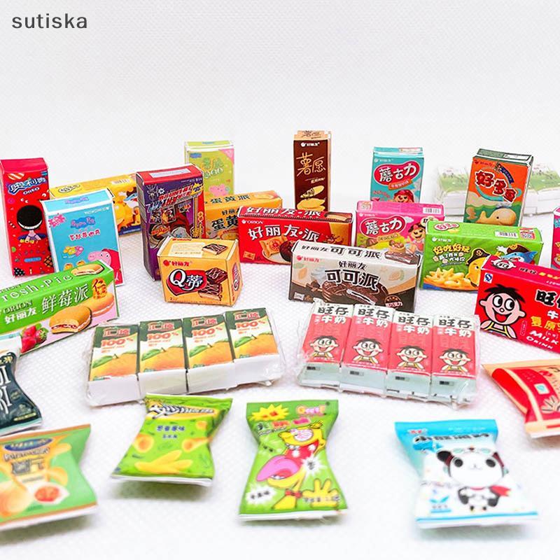 sutiska 1 : 12 Casa De Bonecas Em Miniatura Sna Supermercado Comida Ensacada Batatas Fritas Caixa Pão Bebida Modelo Cozi