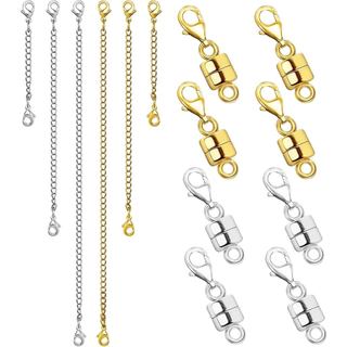 Extensores de Colar para Mulheres e Fecho Magnético para Colar, Extensor de Corrente Dourada e Prateada para Joias, Puls