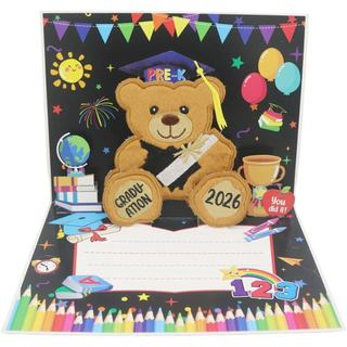 Cartão de Formatura 3D em Pelúcia Macia com Urso para Presente de Formatura de Pré-escola, Decorações de Formatura de Pr