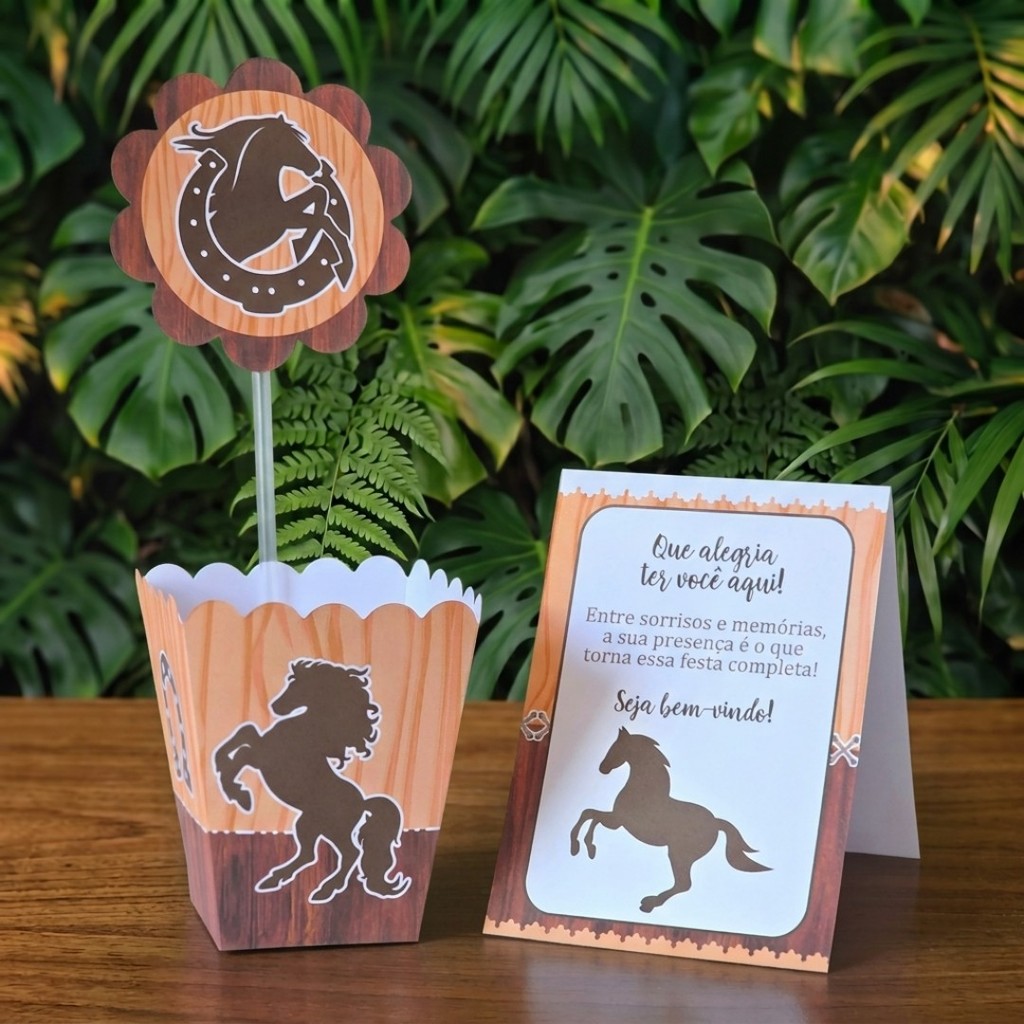 Centros de mesa + Plaquinhas CAVALO COWBOY lembrancinhas personalizadas mimos para aniversario infantil decoração