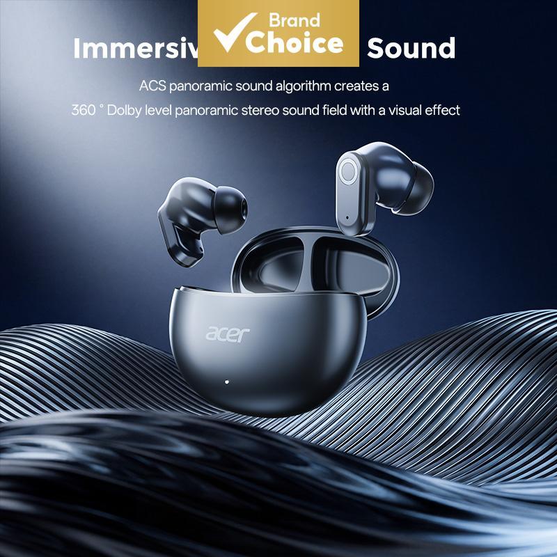 Acer OHR627 Fones de Ouvido Pro Bege TWS Sem Fio Bluetooth, Cancelamento de Ruído ENC, Som 3D Surround, HiFi Bass,