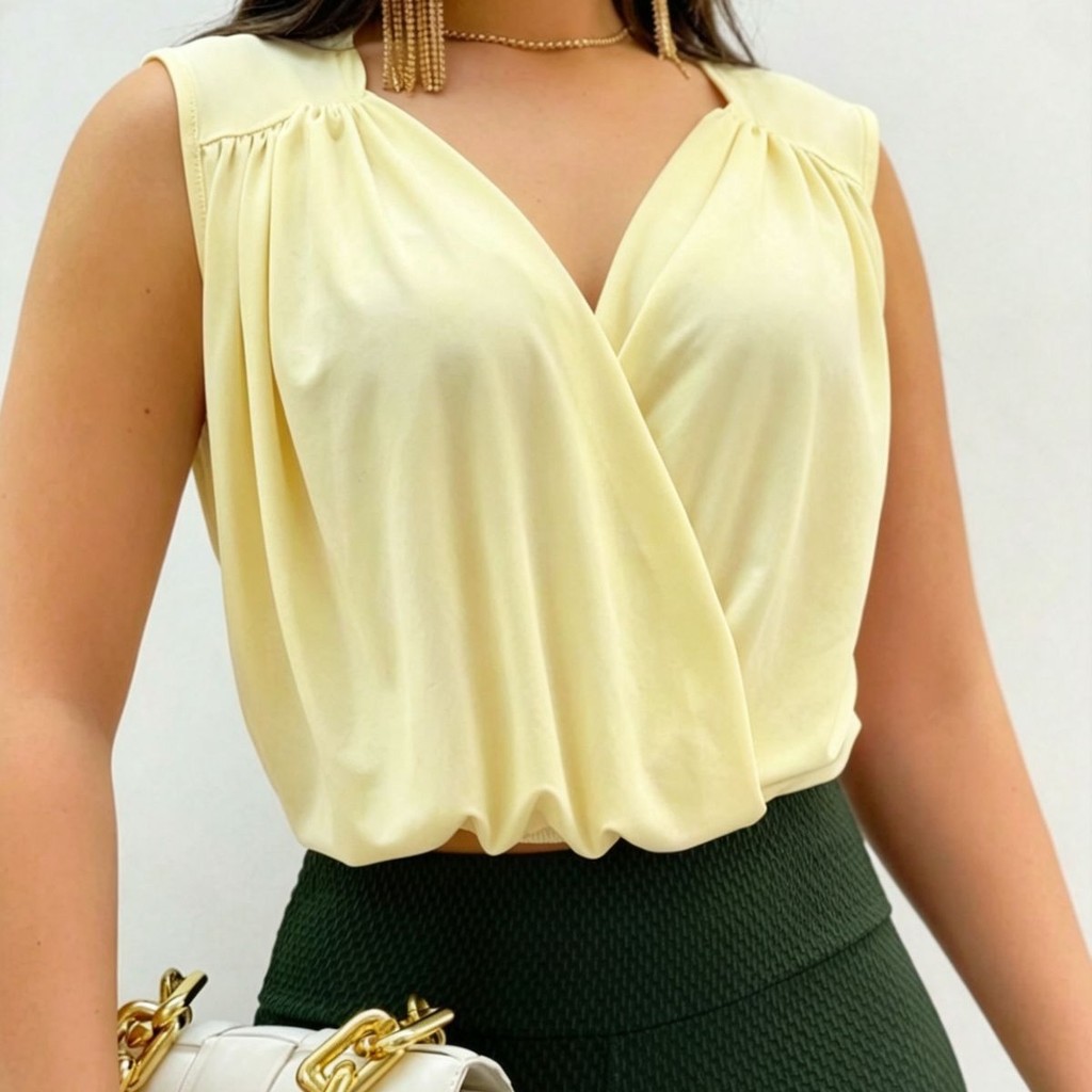 Regata Feminina Social Suplex Elástico Decote Profundo Elegante Super Moda Envio !!