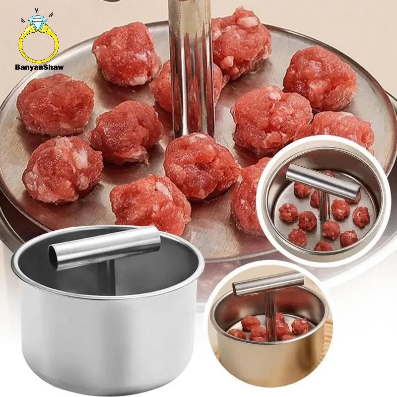 [BANY] Imprensa Fabricante De Almôndegas De Aço Inoxidável Bolas De Carne Manual Multi-Funcional Ferramenta Cozinha Domé