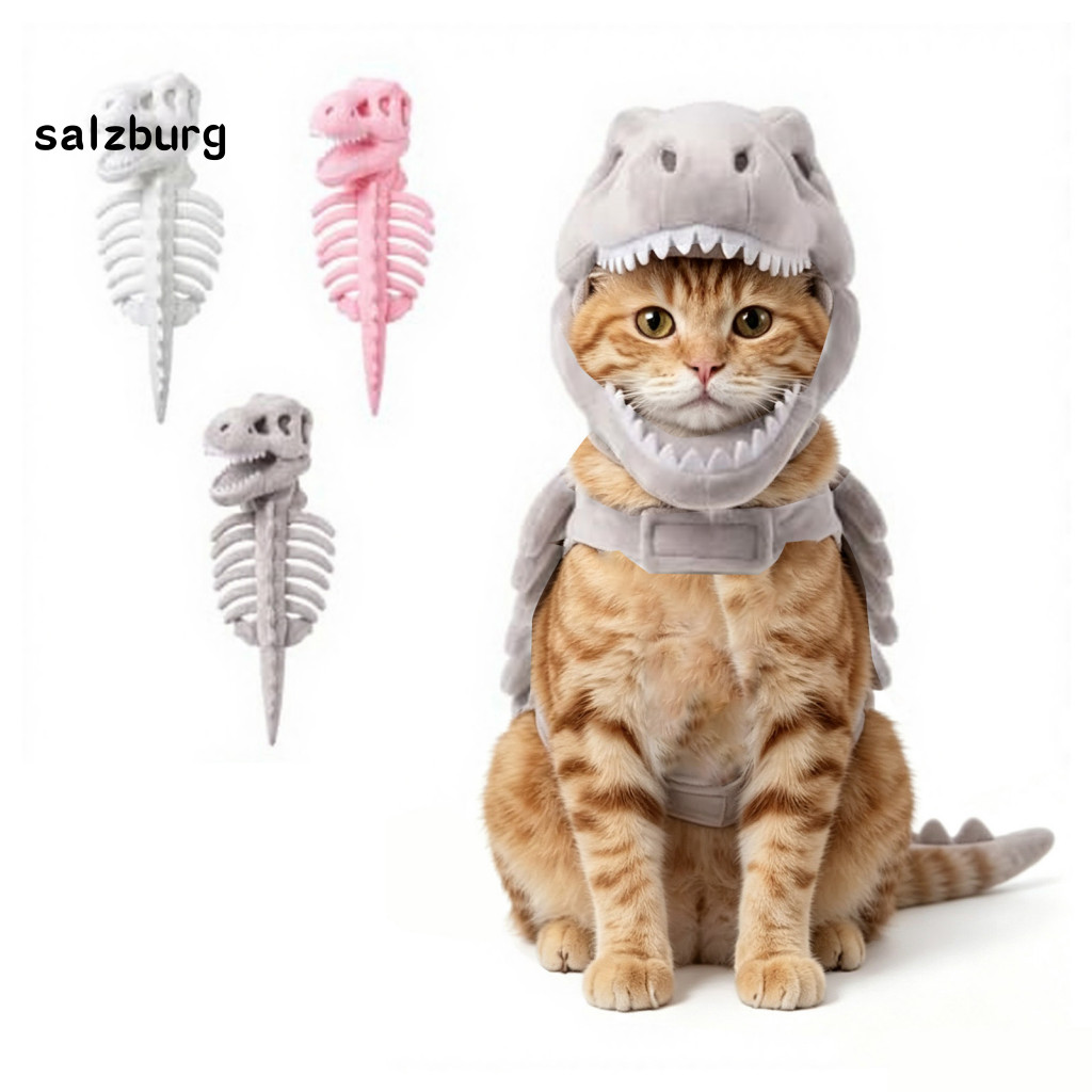 < salzburg > Roupa Festiva Para Animais De Estimação O Halloween , Roupas Realistas De Esqueleto De Dinossauro Gatos , C