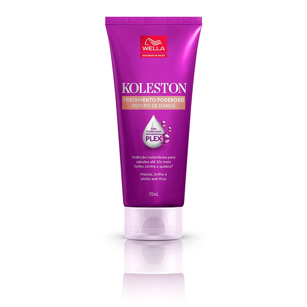 Embalagem bisnaga roxa do Condicionador de Tratamento Koleston Reparo de Danos de 170ml com tampa branca