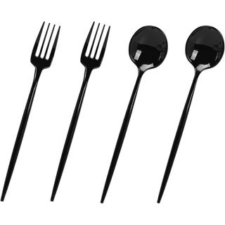 120 Peças de Talheres Descartáveis Pretos, Conjunto de Talheres Descartáveis Azuis Elegantes, Talheres Resistentes Inclu