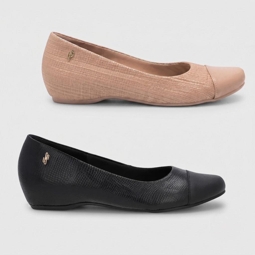 Sapatilha Feminina Usaflex Couro Texturizada Conforto Original