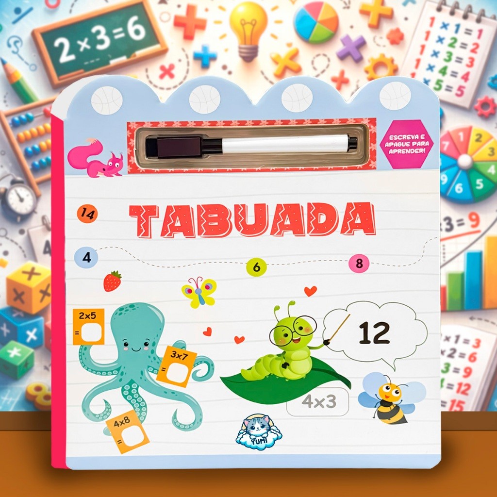 Livro Escolar Caneta Mágica - Tabuada Matemática Exercícios Atividades