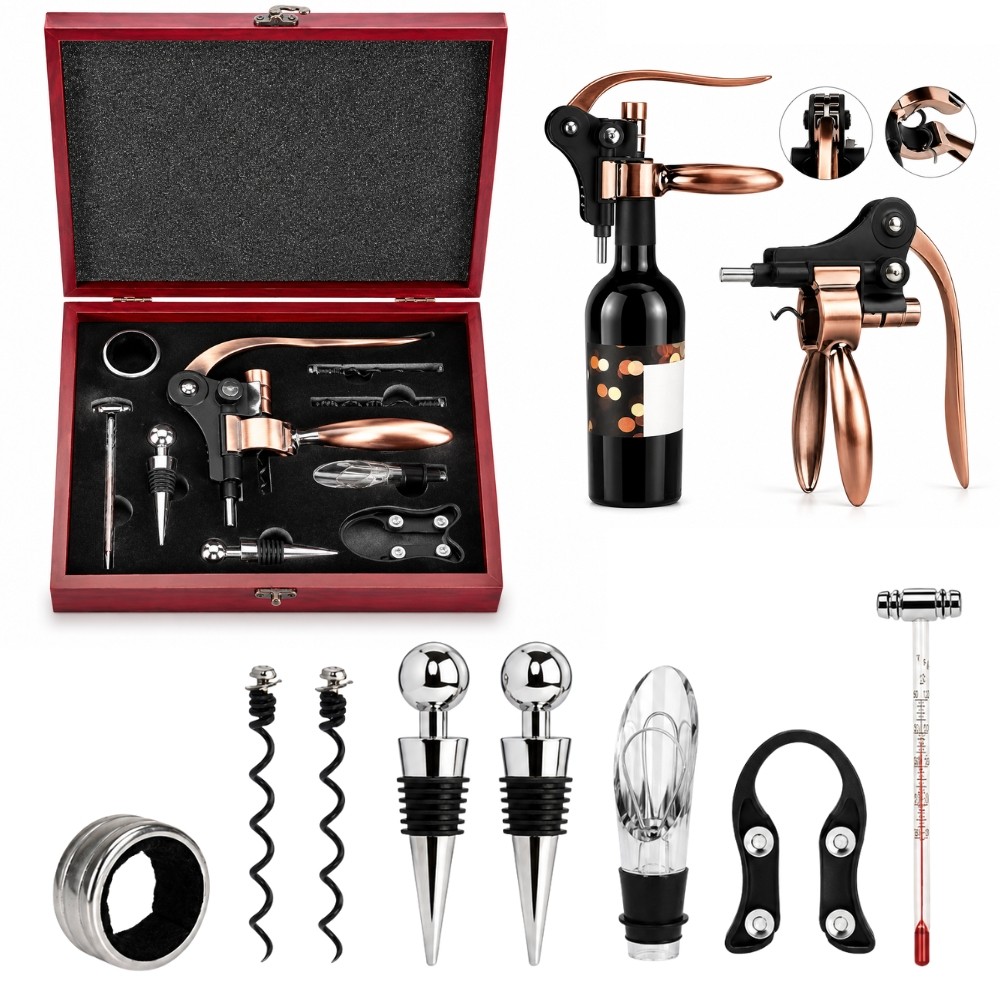 Kit Abridor De Vinho Deend Vino Facile 9 Peças Com Maleta