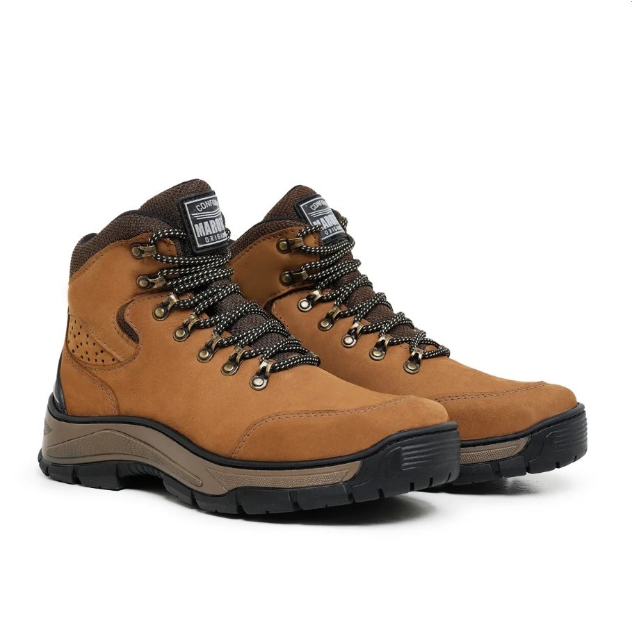 Bota Masculina Couro Legítimo Adventure Trilha Escalada Impermeável Solado Antiderrapante Confortável Resistente Triton