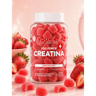 Creatina Em Goma Youmint Zero Açúcar Sabor Morango 60 Gomas 3g Creatina P/ Dose